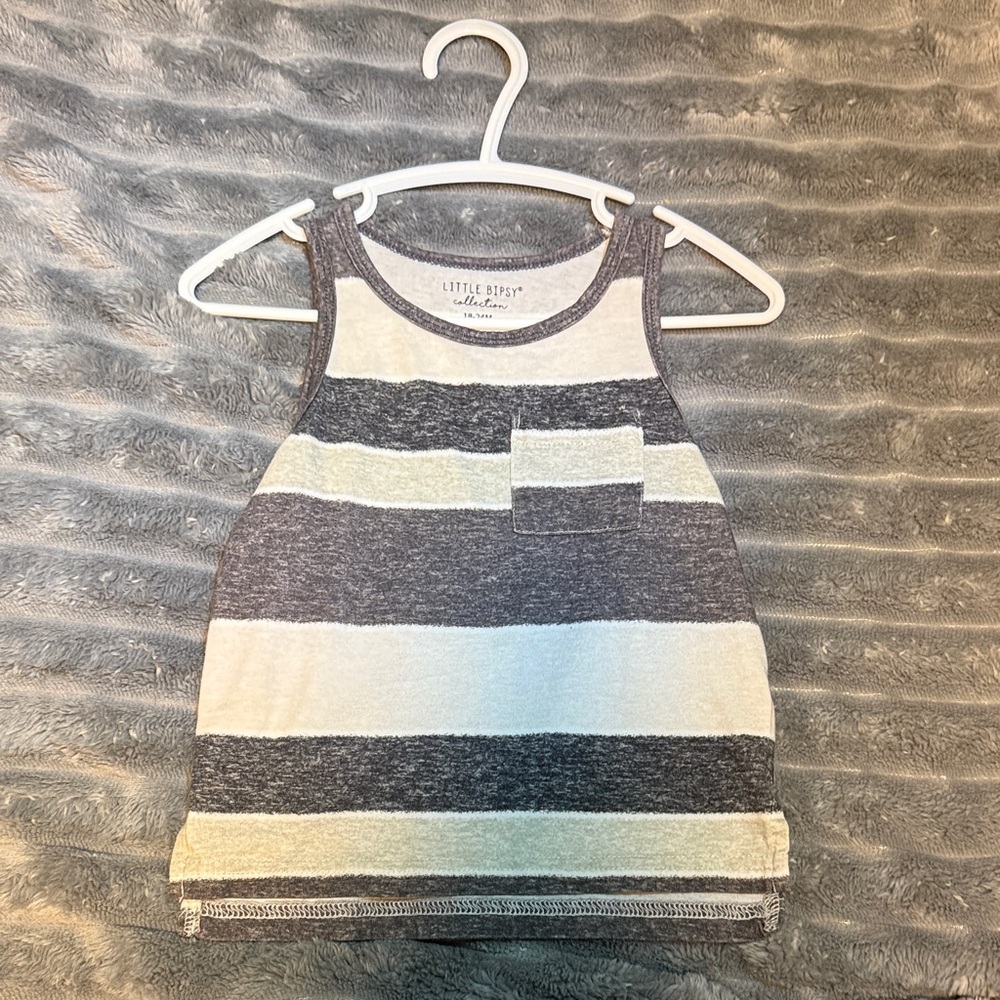 Little Bipsy Gray and Cream Striped Tank Top